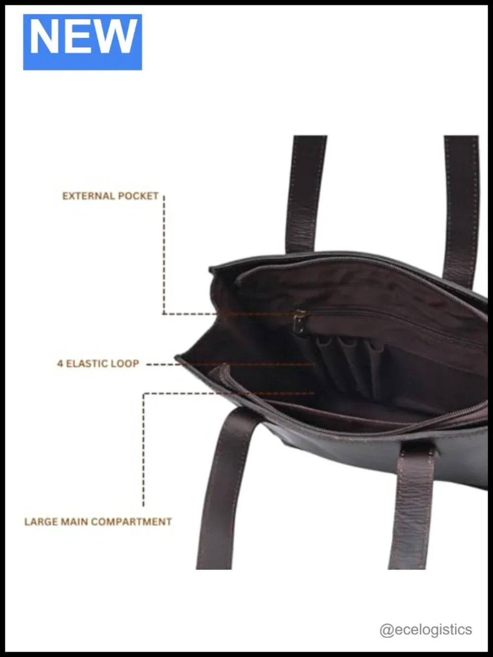 Genuine Leather Tote Satchel Handbag with Top Zipper